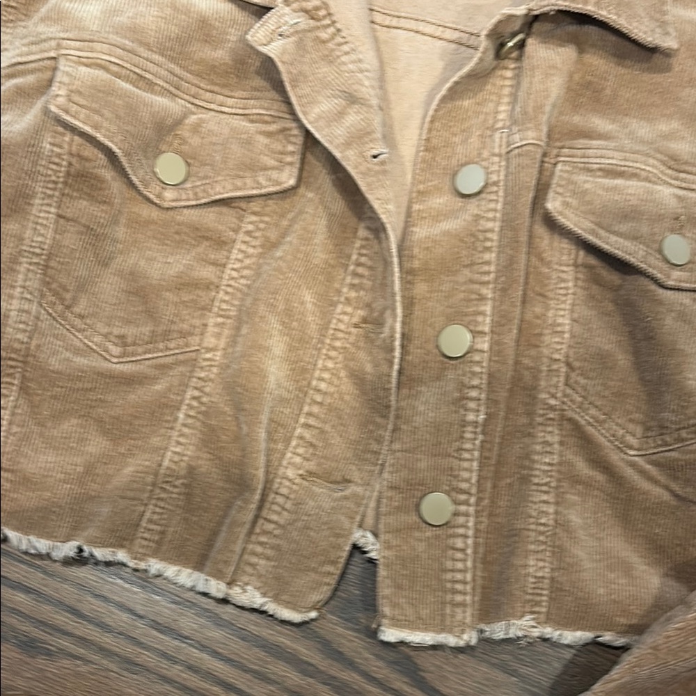 12th Tribe Cropped Teddy Corduroy Jacket in Camel Brown - Picture 6 of 6